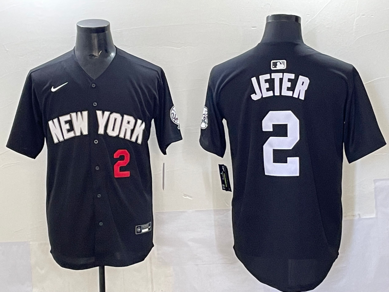 Men 2025 New York Yankees #2 Jeter black Nike MLB Jersey style 725001->new york yankees->MLB Jersey